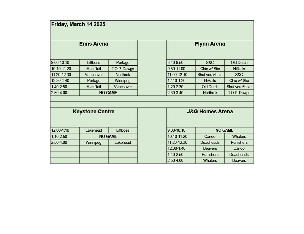 2025ScheduleFriday
