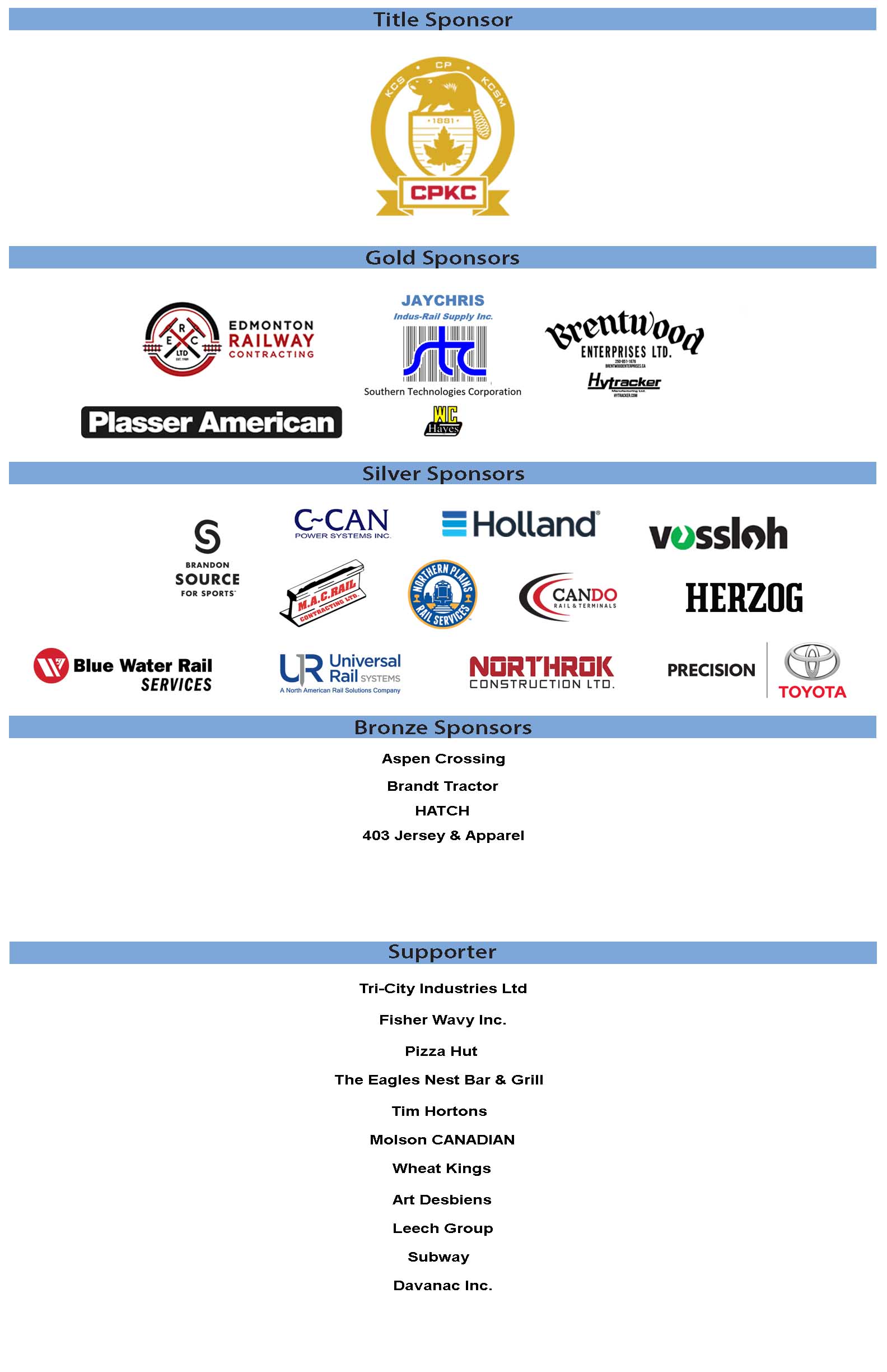 2025 CPKC Hockey Tournament Sponsors
